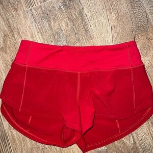 Lululemon size 0 Red Women's speed up Shorts 2.5” inseam